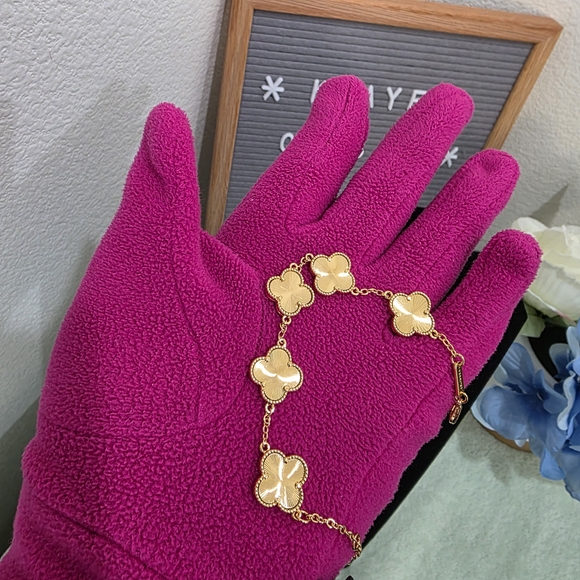 Gold Clover Bracelet Stainless Steel - Picture 1 of 3